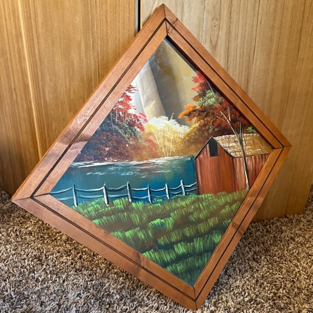 Cabin by Lake Painting